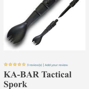 Ka-Bar Tactical Spork. Great for camping, hunting or safety. New